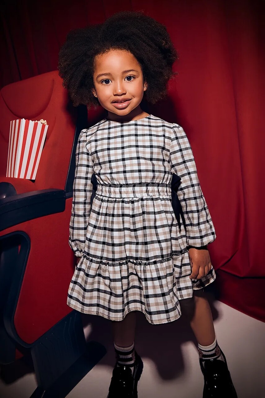 Dievčenské šaty Mayoral béžová farba, mini, áčkový strih, 4915