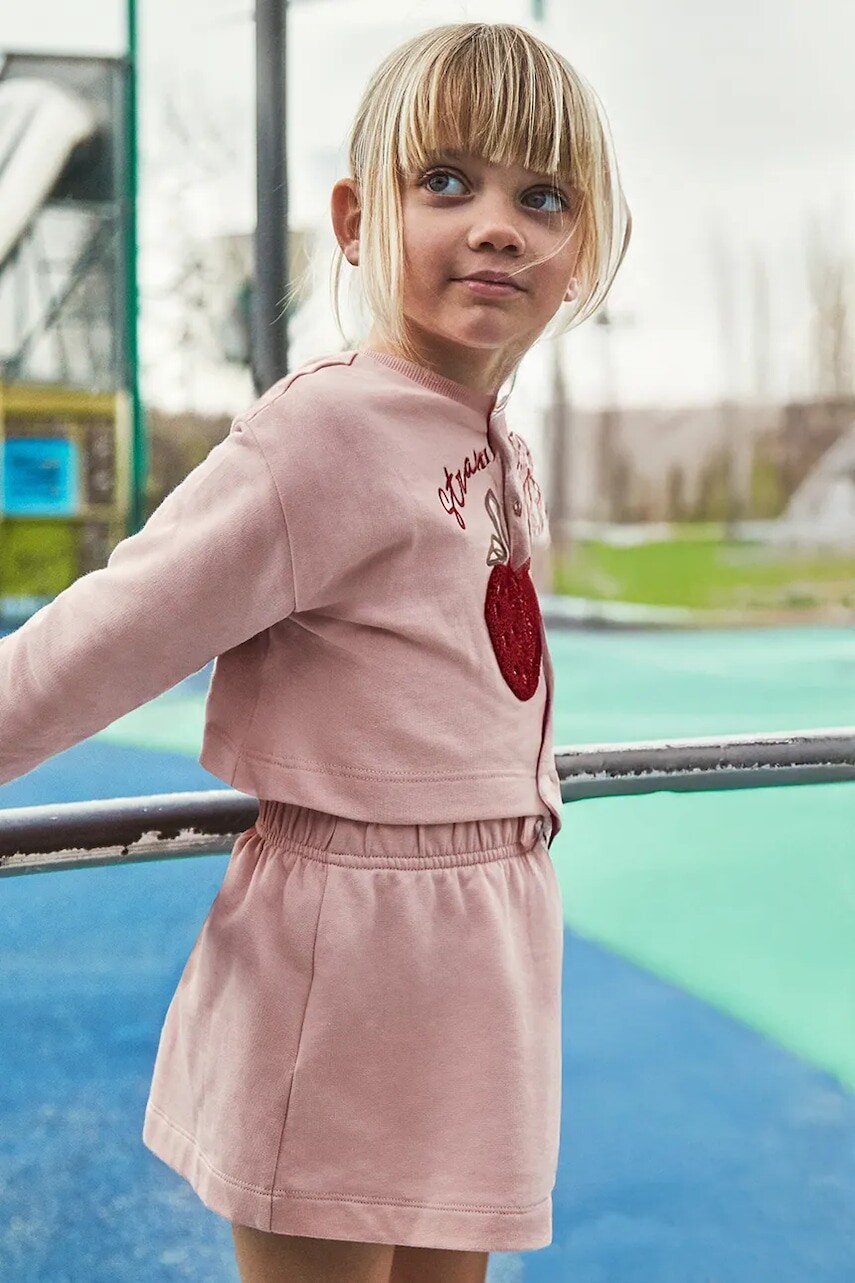 Dievčenské šaty a mikina Mayoral ružová farba, mini, rovný strih, 4927