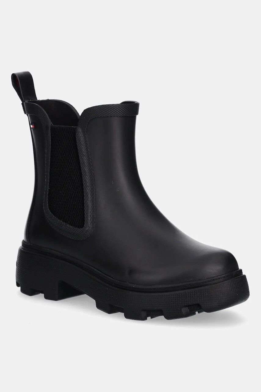 Gumáky Tommy Hilfiger RUBBER FLAG CLEATED RAINBOOT čierna farba, FW0FW08637