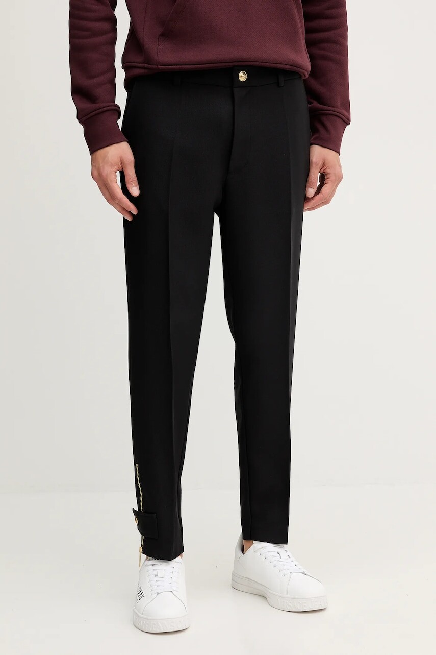 Nohavice Versace Jeans Couture čierna farba, rovný strih, 79GAA128 N0136