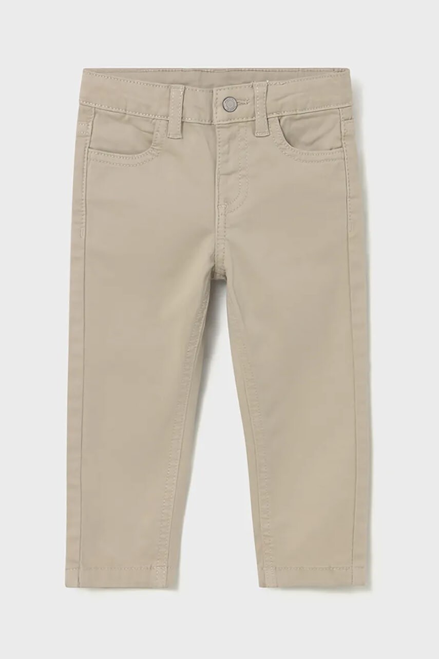 Nohavice pre bábätká Mayoral slim fit basic béžová farba, jednofarebné, 563