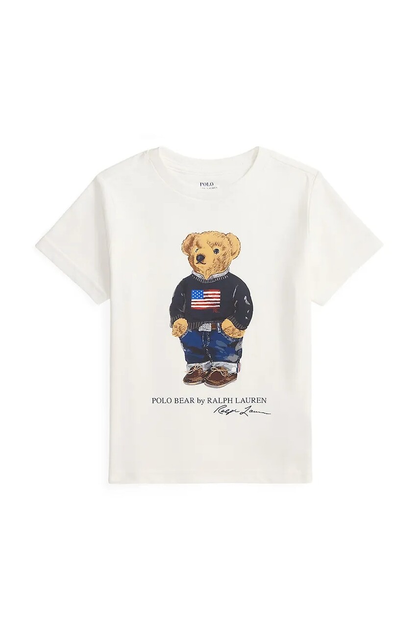 Detské bavlnené tričko Polo Ralph Lauren biela farba, s potlačou, 322P00508001