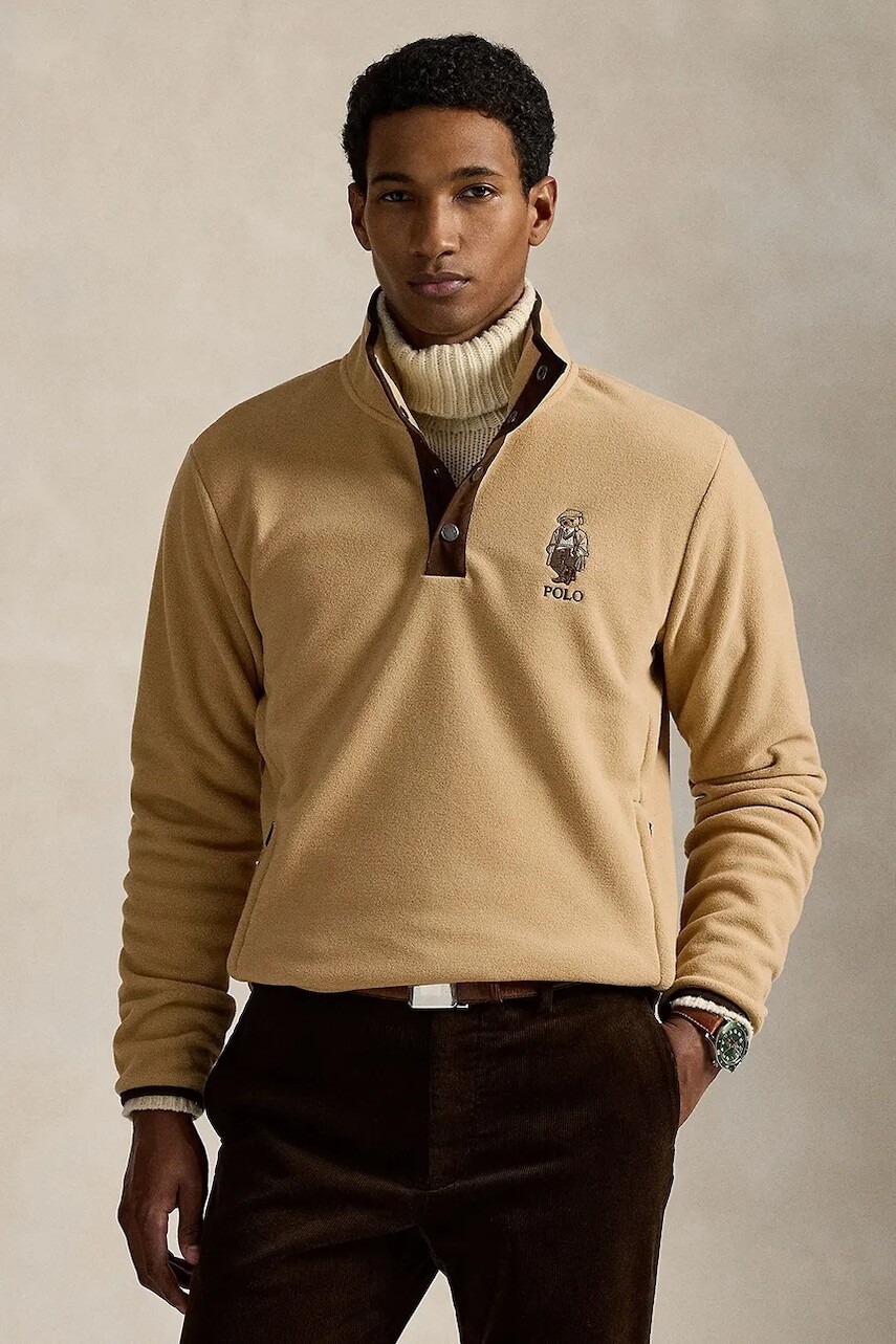Mikina Polo Ralph Lauren béžová farba, s nášivkou, 710980308