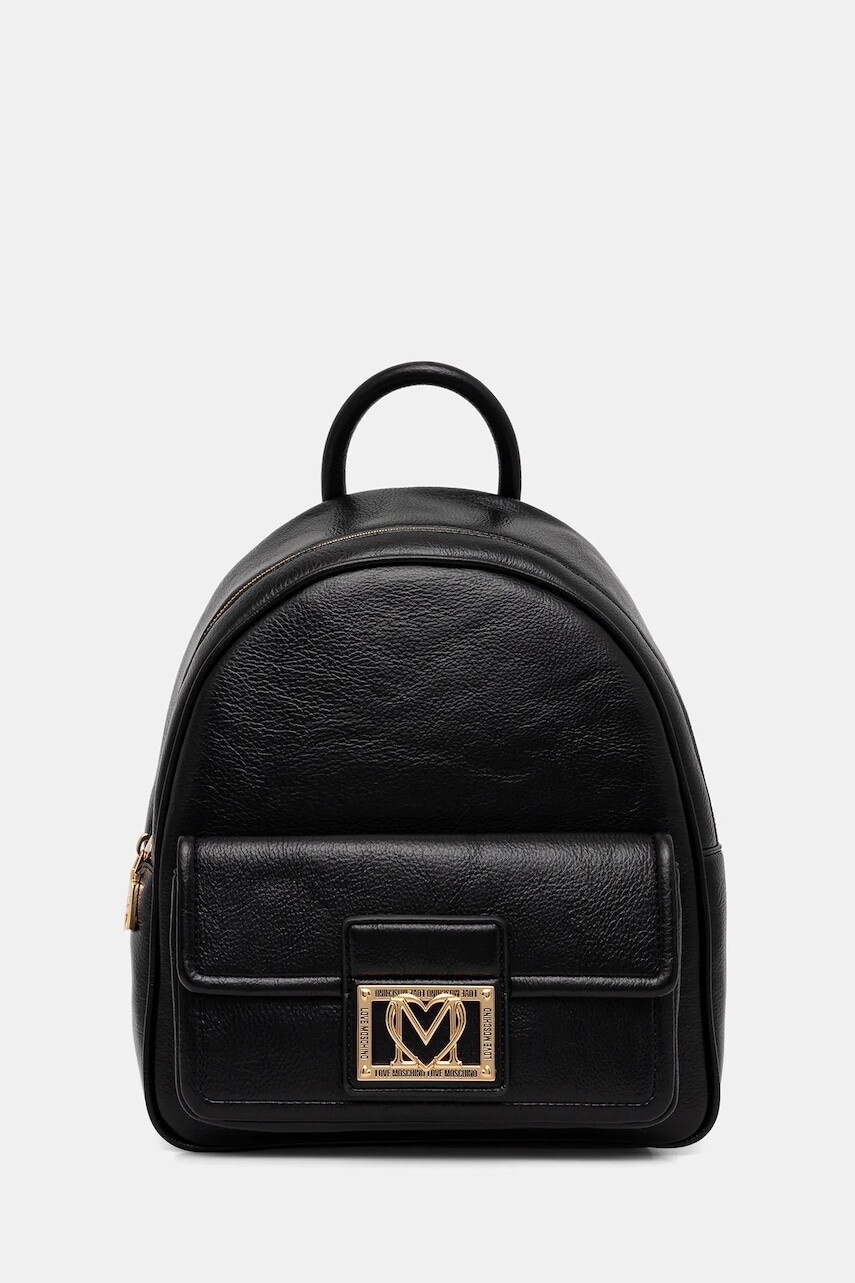 Ruksak Love Moschino dámsky, čierna farba, malý, s nášivkou, JC4091PP1NLI0000