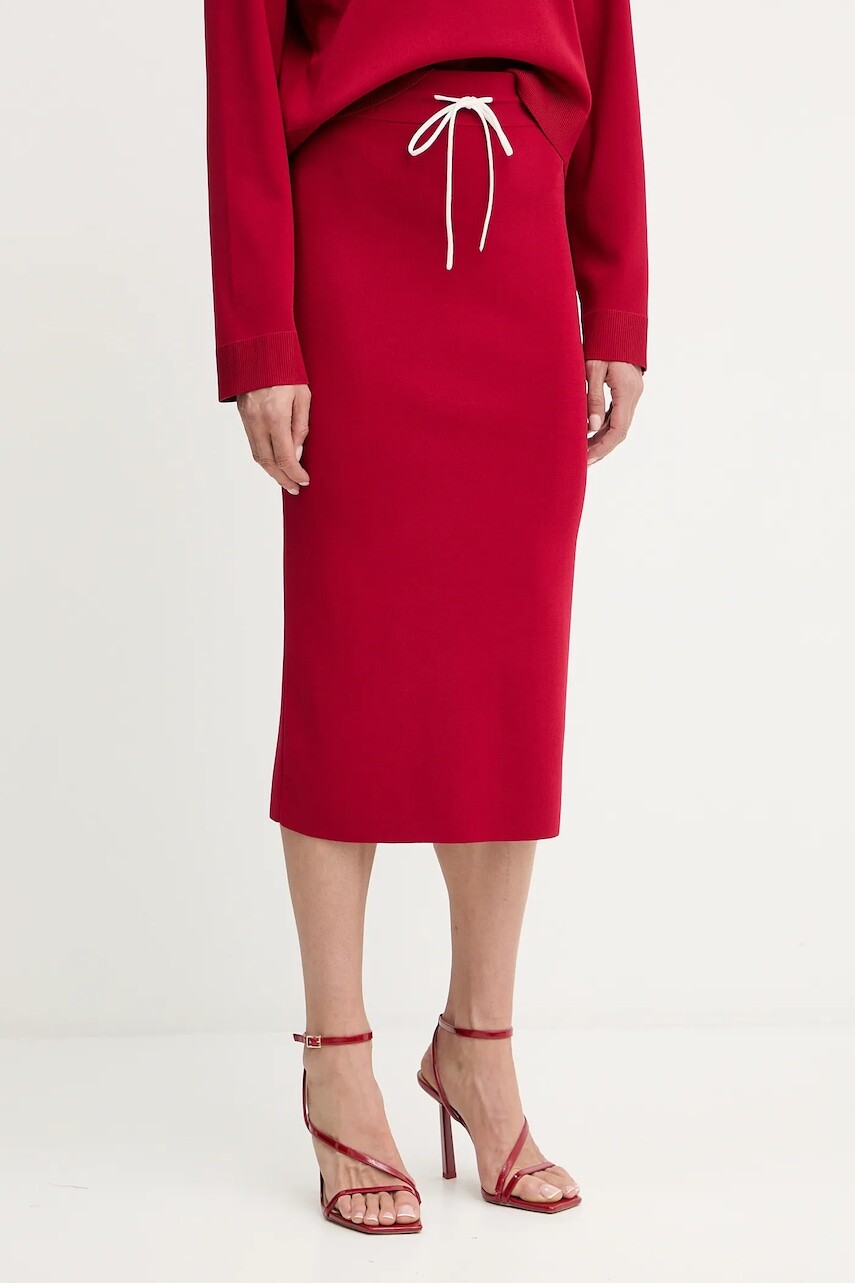 Sukňa Patrizia Pepe červená farba, maxi, puzdrová, 8G0468 K266
