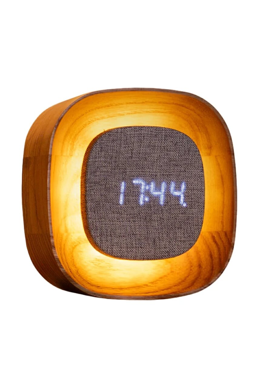 Led budík Gingko Design Lumos 12,5 cm biela farba