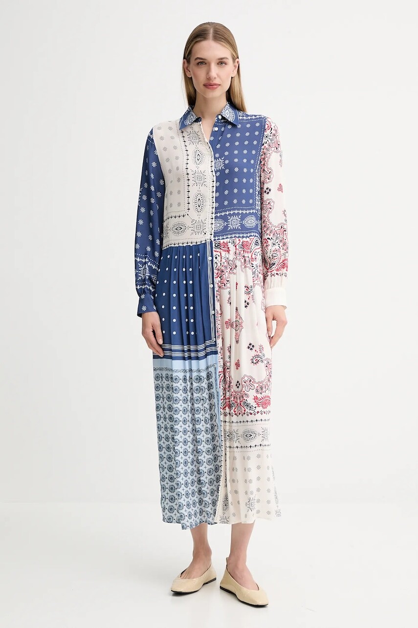 Šaty Weekend Max Mara ZUAI modrá farba, maxi, áčkový strih, 2525226031600