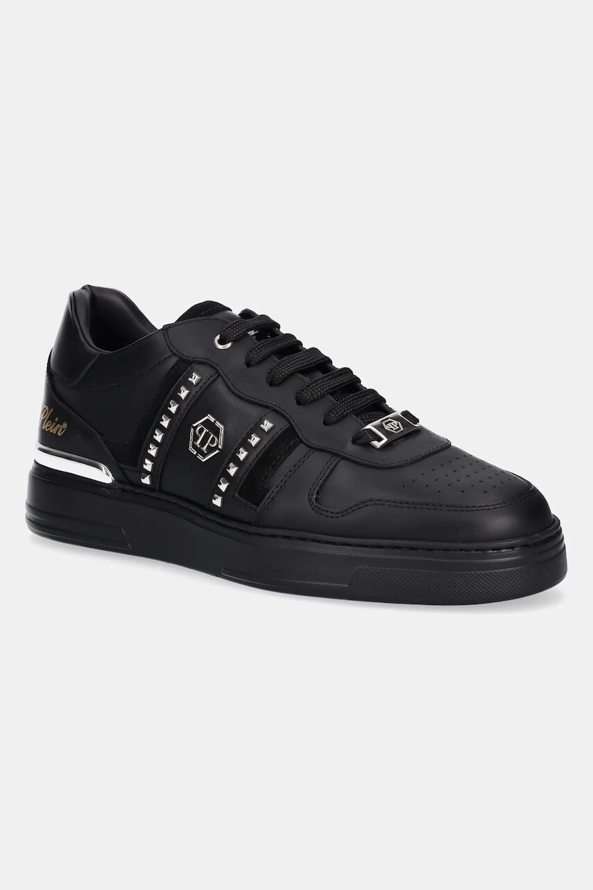 Kožené tenisky Philipp Plein Lo-Top čierna farba, USC0821.PLE022N.0202