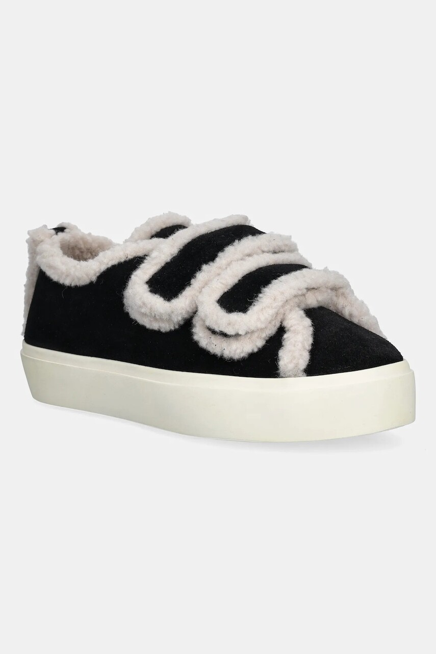 Semišové tenisky Inuikii Shearling Low Velcro čierna farba, 1001.001.0231.000