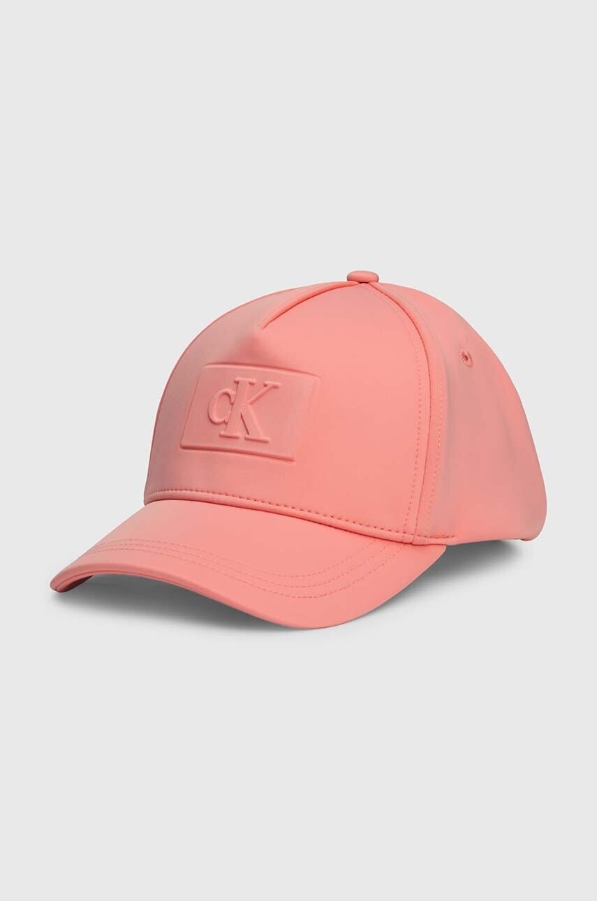 Detská baseballová čiapka Calvin Klein Jeans oranžová farba biela, z tenkej pleteniny