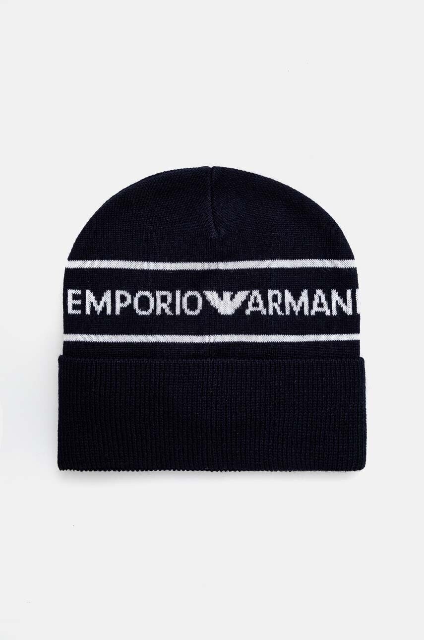 Detská vlnená čiapka Emporio Armani tmavomodrá farba biela, 404707 4F490