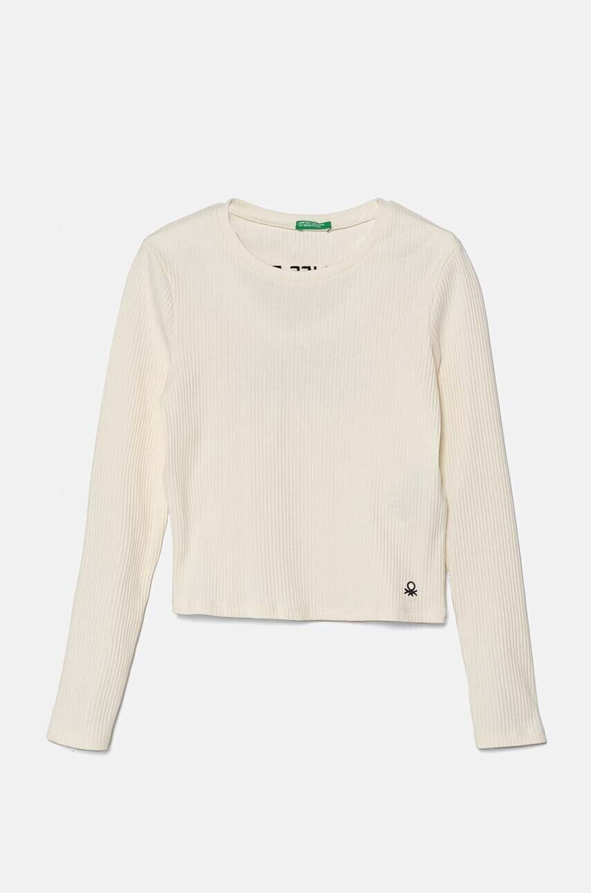 Detské tričko s dlhým rukávom United Colors of Benetton béžová farba, 39QFC10K5