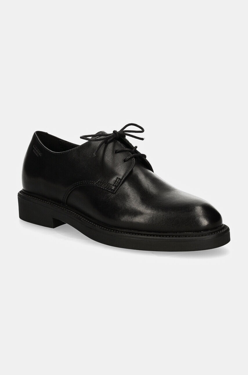 Kožené poltopánky Vagabond Shoemakers ALEX W dámske, čierna farba, na plochom podpätku, 5848-001-20