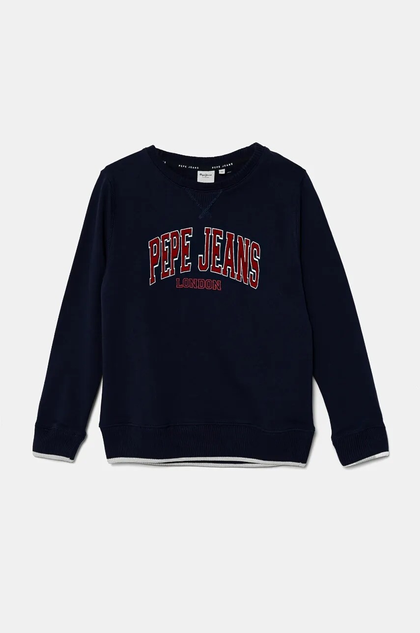 Detská mikina Pepe Jeans BAIN CREW tmavomodrá farba, s potlačou, PB581623