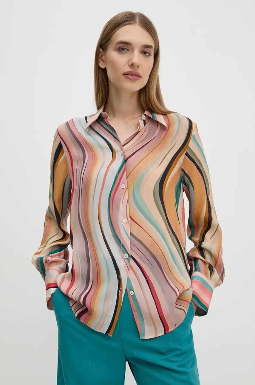 Košeľa s prímesou hodvábu PS Paul Smith regular, s klasickým golierom, W2R.335B.N31190