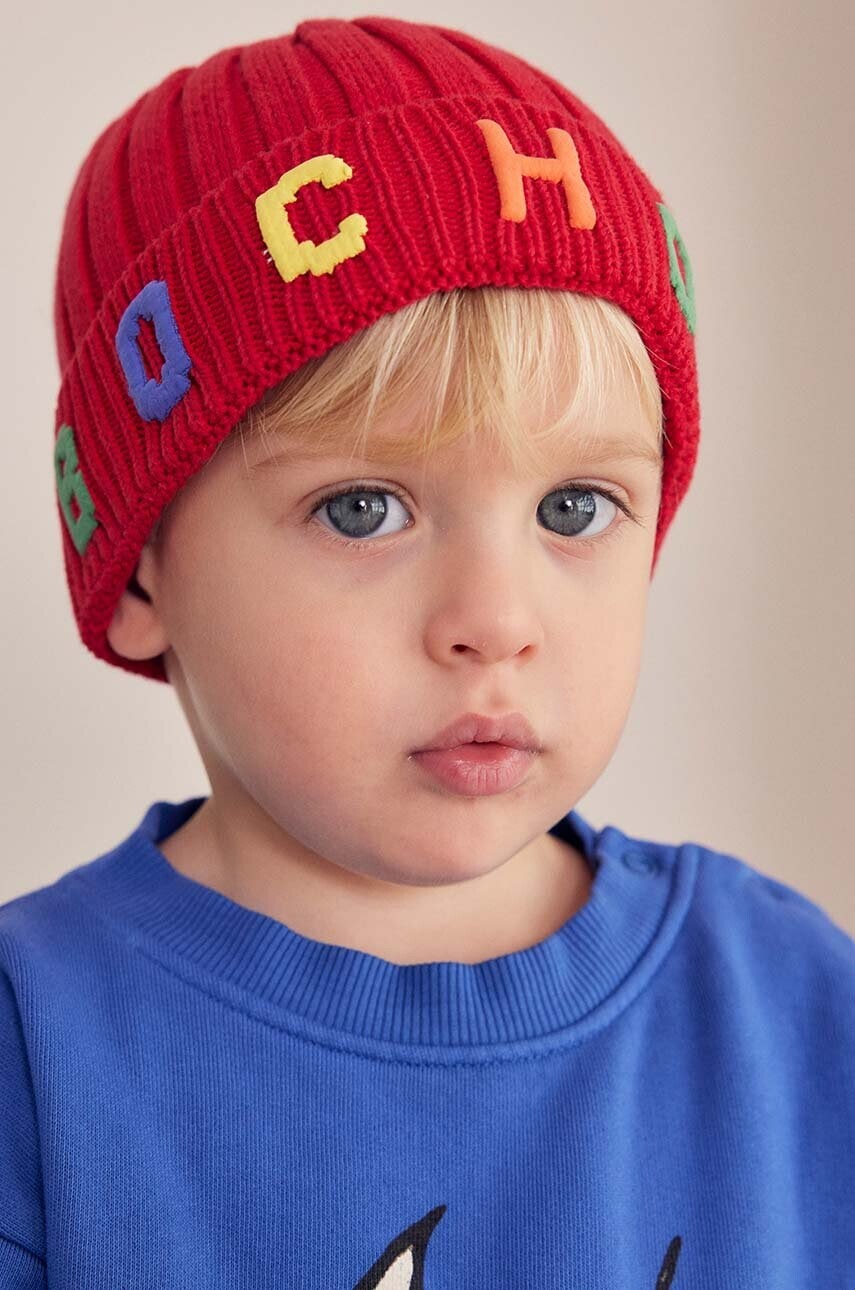 Detská bavlnená čiapka Bobo Choses červená farba biela, bavlnená, 224AH032