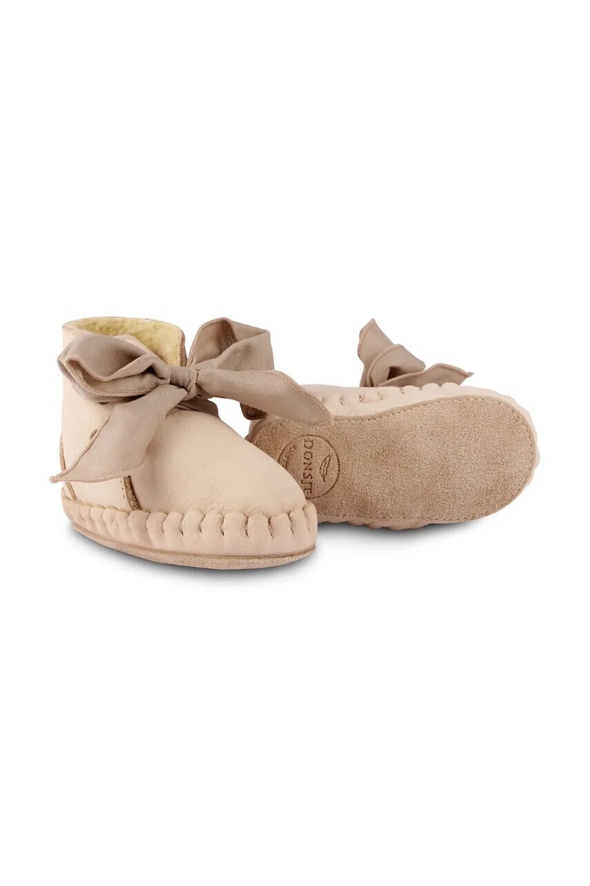 Kožené topánky pre bábätká Donsje Pina Organza Booties béžová farba, 1019100