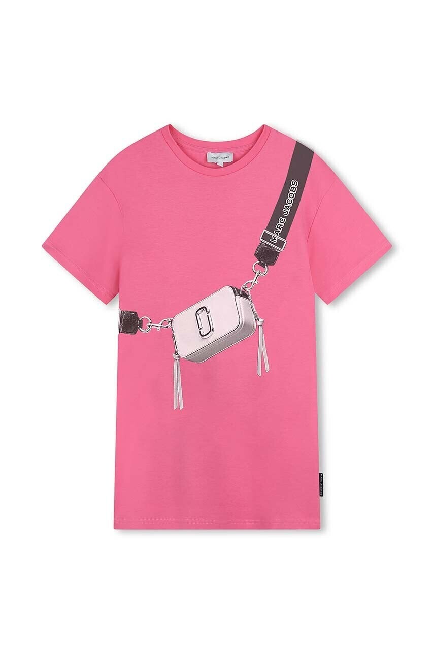 Dievčenské bavlnené šaty Marc Jacobs fialová farba, mini, rovný strih, W60230