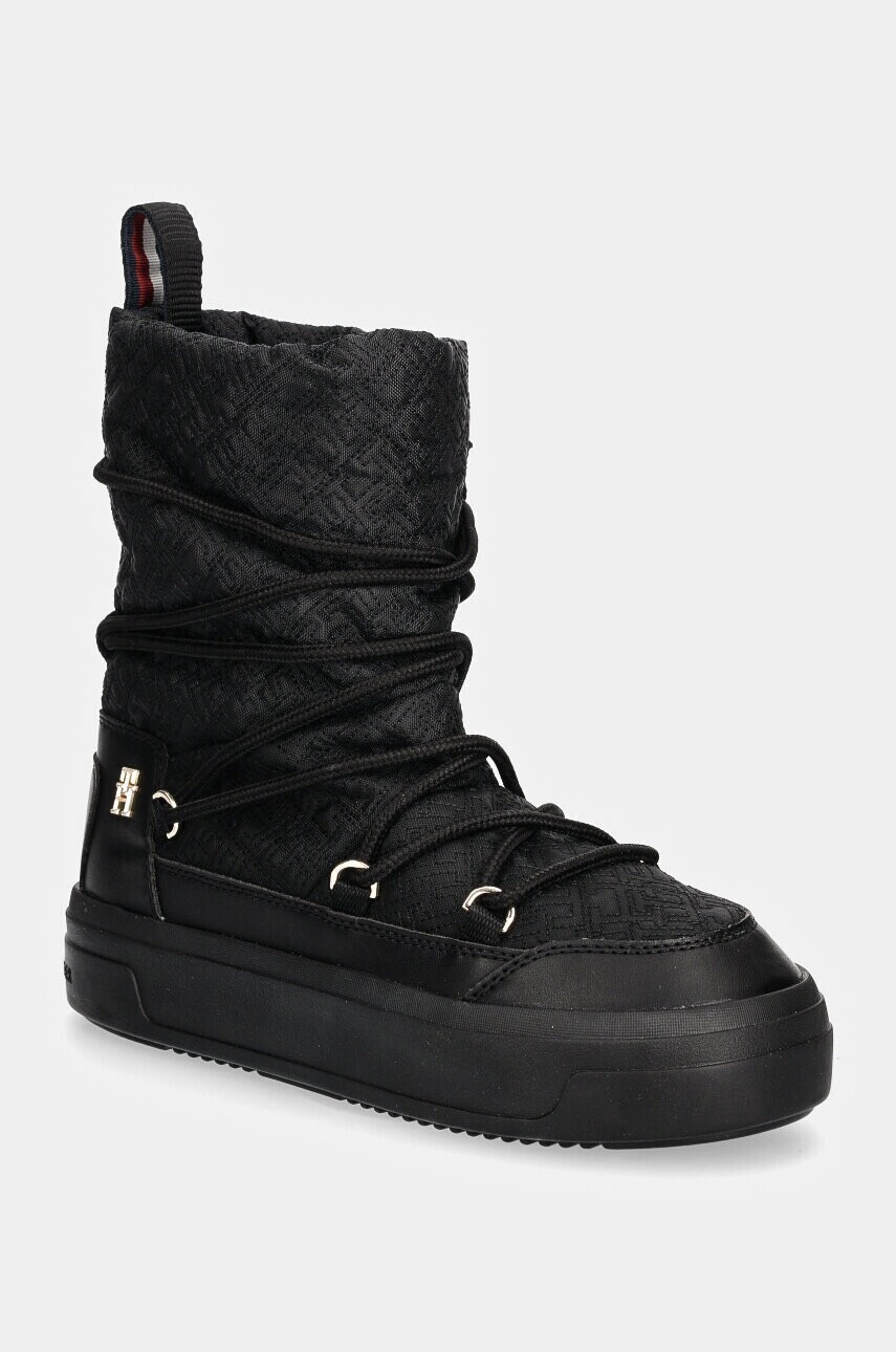 Snehule Tommy Hilfiger LACE-UP MONOGRAM SNOWBOOT čierna farba, FW0FW08430