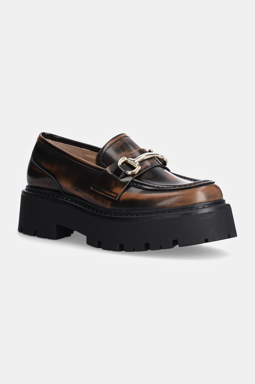 Kožené mokasíny Steve Madden Occupy dámske, hnedá farba, na platforme, SM11003276