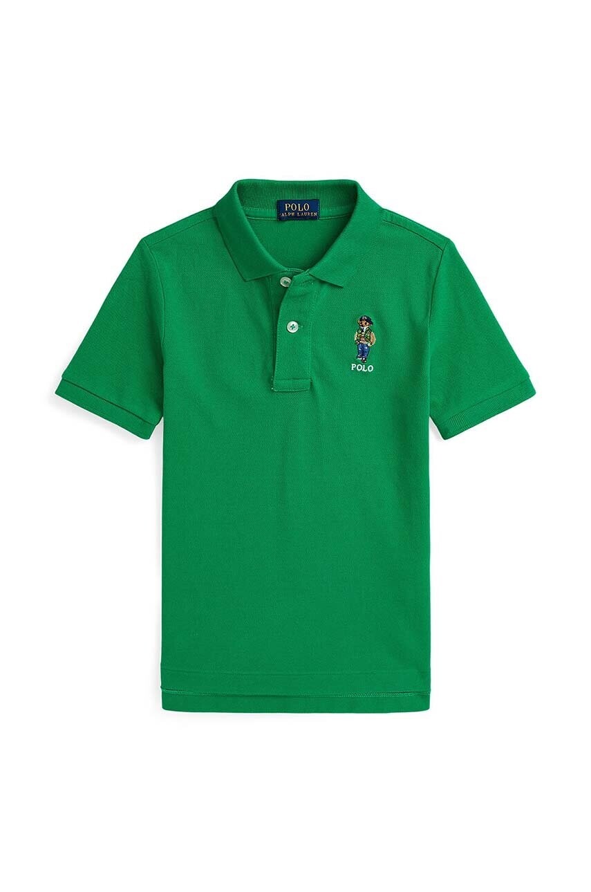 Detská bavlenná polokošeľa Polo Ralph Lauren zelená farba, jednofarebný, 322952585001