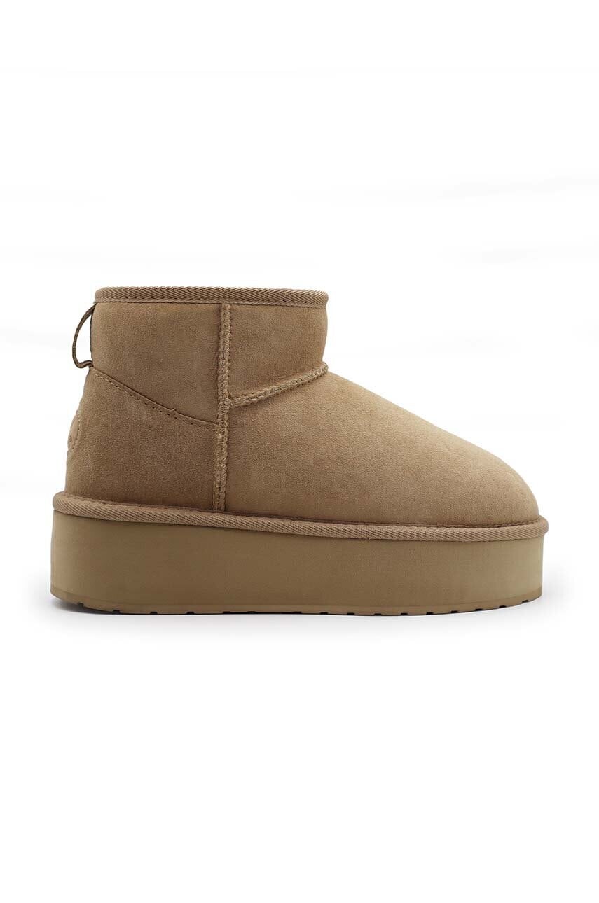 Semišové snehule Emu Australia Stinger Micro Flatform béžová farba, W13082.ALMO