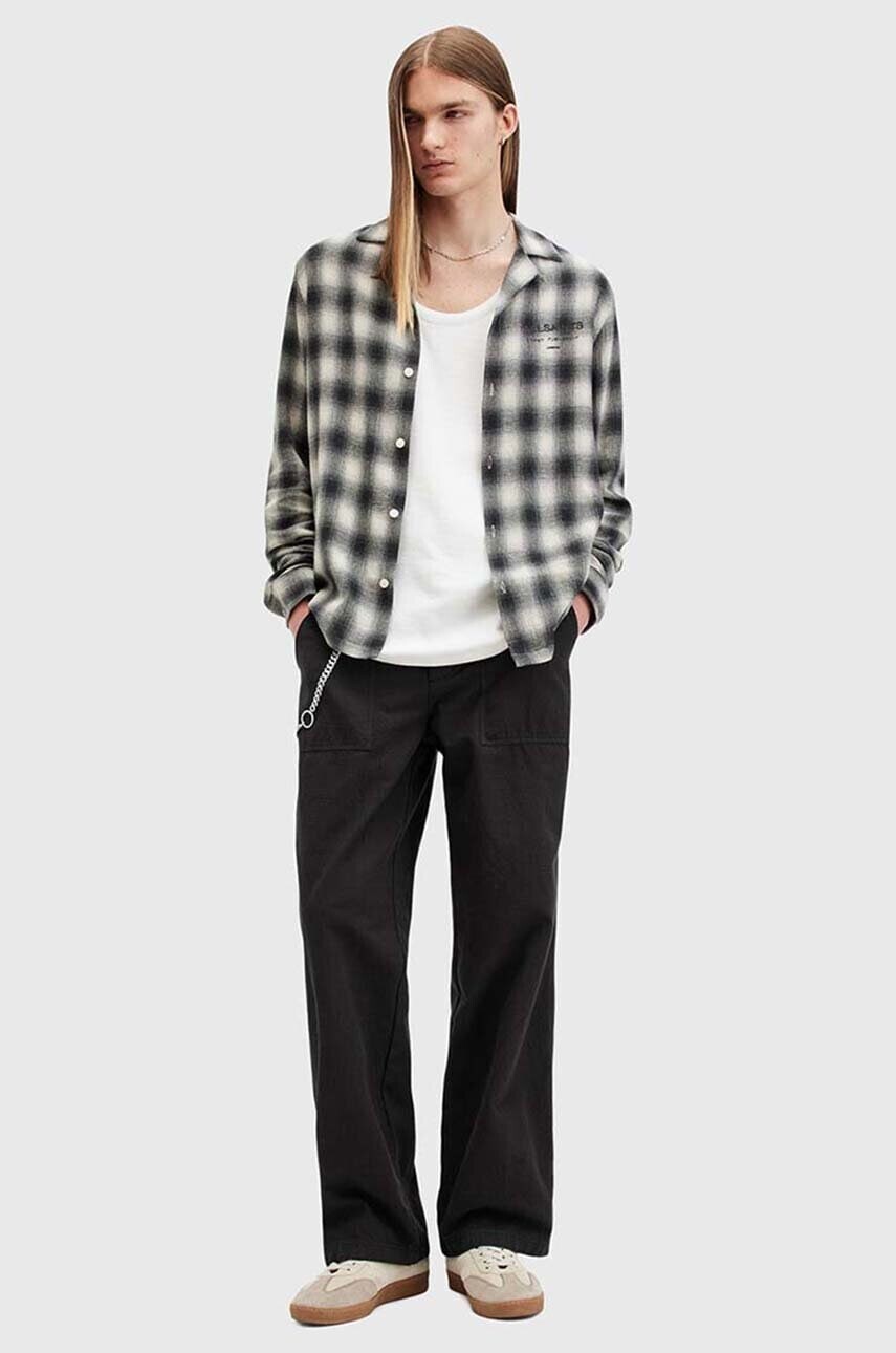 Bavlnené nohavice AllSaints CREEK TROUSER čierna farba, rovné, M021TB