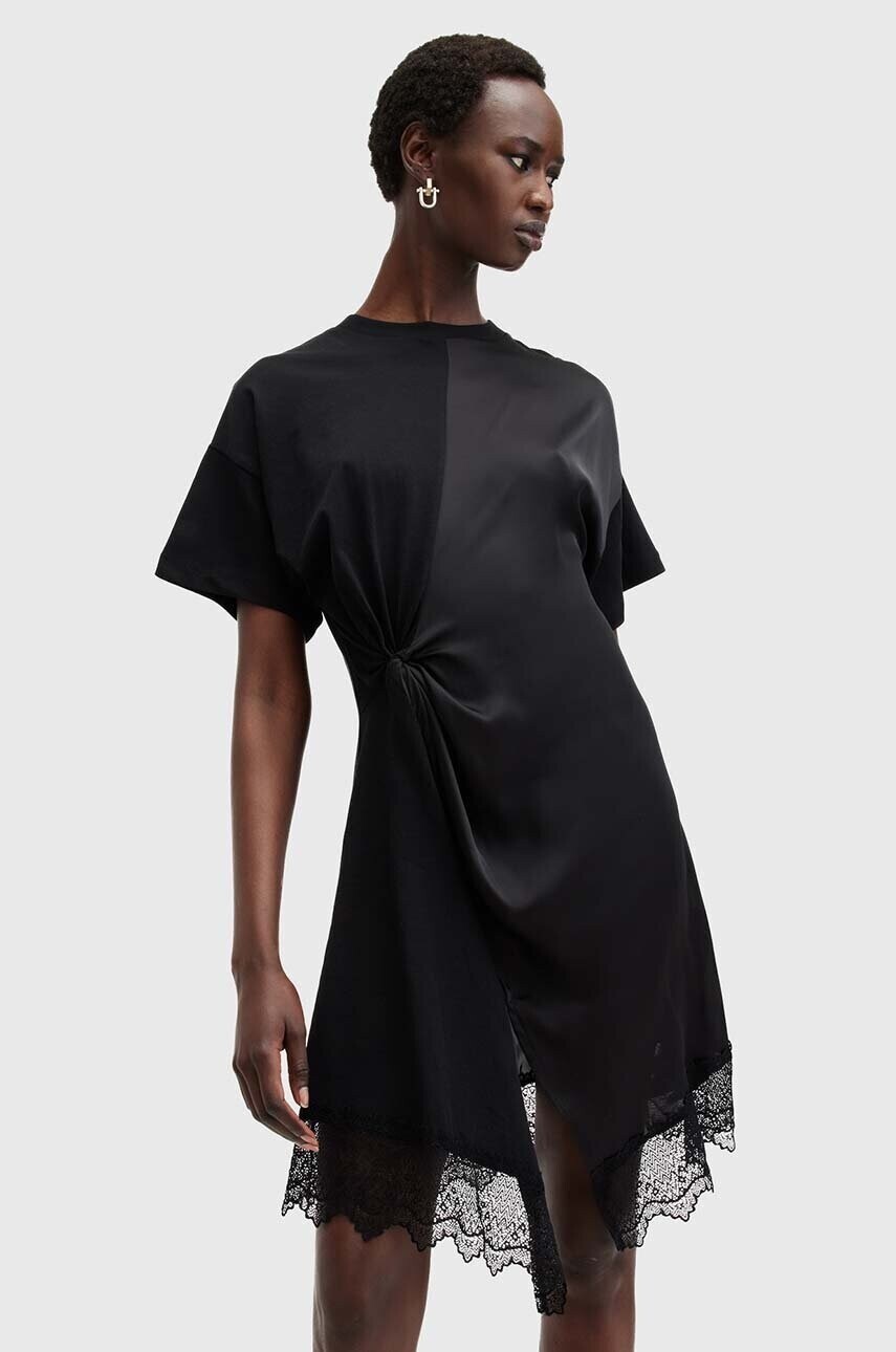 Šaty AllSaints LANA LACE DRESS čierna farba, mini, áčkový strih, W115DB