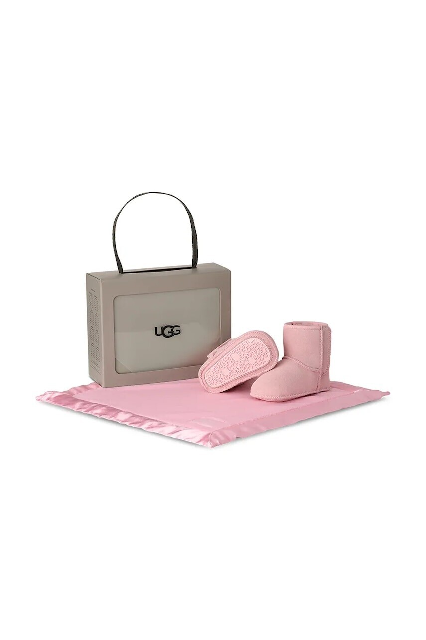 Semišové topánky pre bábätká UGG BABY CLASSIC AND LOVEY ružová farba, 1157707I
