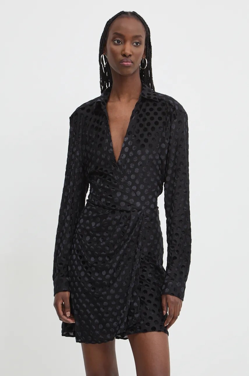 Šaty HUGO čierna farba, mini, rovný strih, 50527015