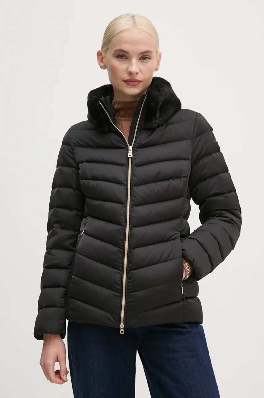 Páperová bunda Geox dámska, čierna farba, zimná, W4626T-T3122-F9000