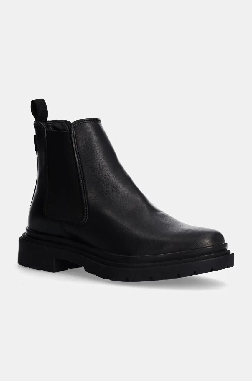 Topánky chelsea Levi's TROOPER CHELSEA dámske, čierna farba, na plochom podpätku, D7039-0006