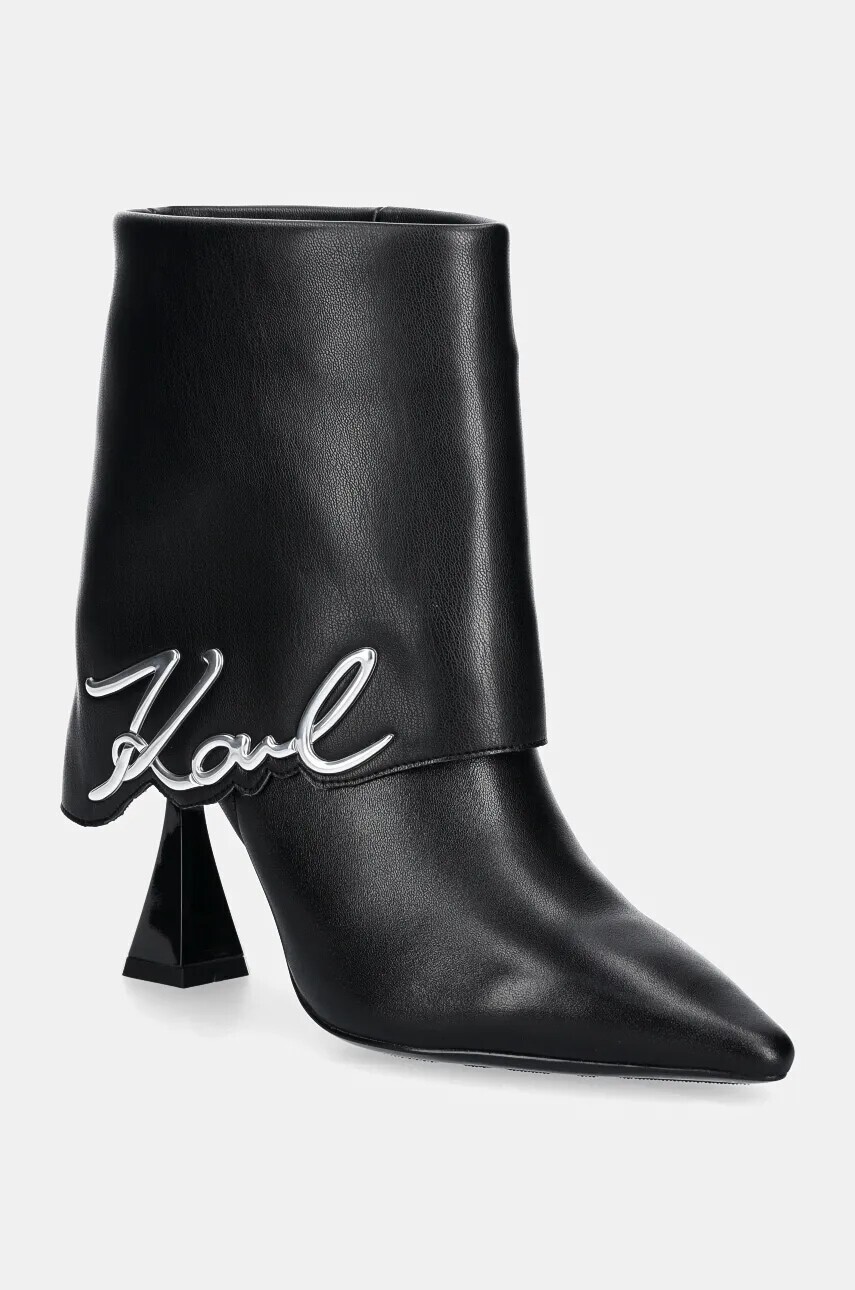 Členkové topánky Karl Lagerfeld DEBUT II dámske, čierna farba, na vysokom podpätku, KL32044A