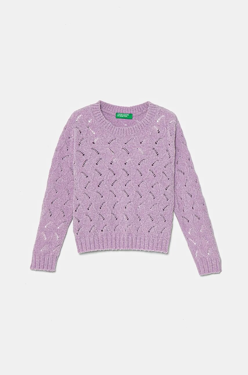 Detský sveter United Colors of Benetton fialová farba, 16CLG100O