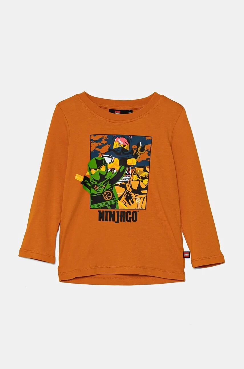 Detská bavlnená košeľa s dlhým rukávom Lego LWTANO 621 oranžová farba, s potlačou, 12011285