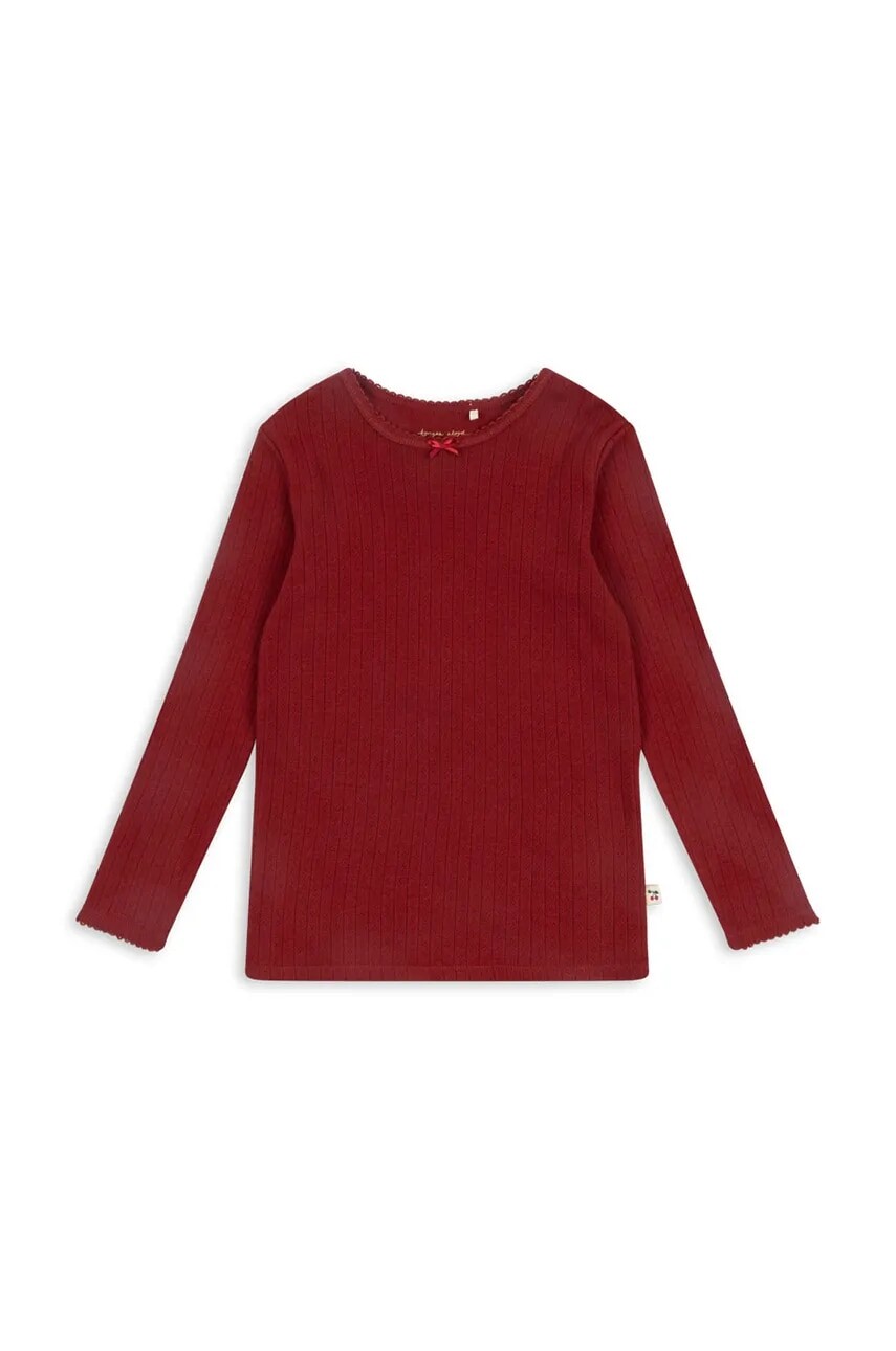 Detská bavlnená košeľa s dlhým rukávom Konges Sløjd MINNIE BLOUSE GOTS červená farba, KS102050