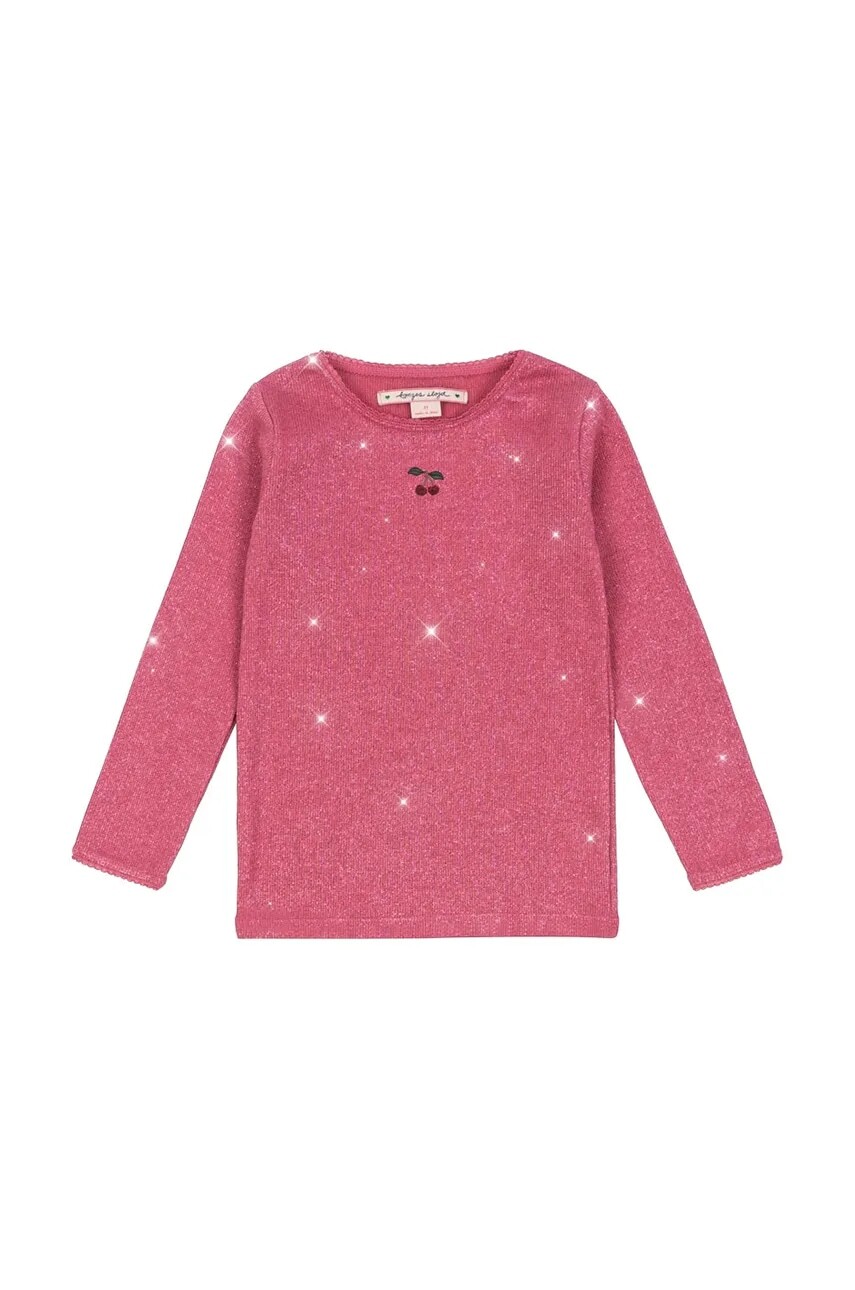 Detské tričko s dlhým rukávom Konges Sløjd ROLI BLOUSE ružová farba, KS101653