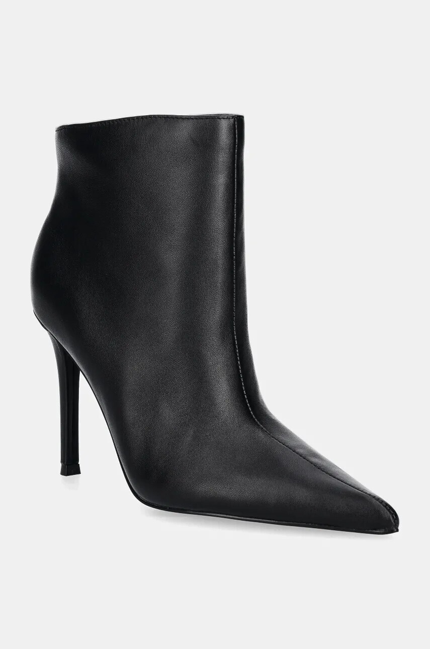 Kožené členkové topánky Steve Madden Sentinel dámske, čierna farba, na vysokom podpätku, SM11003451