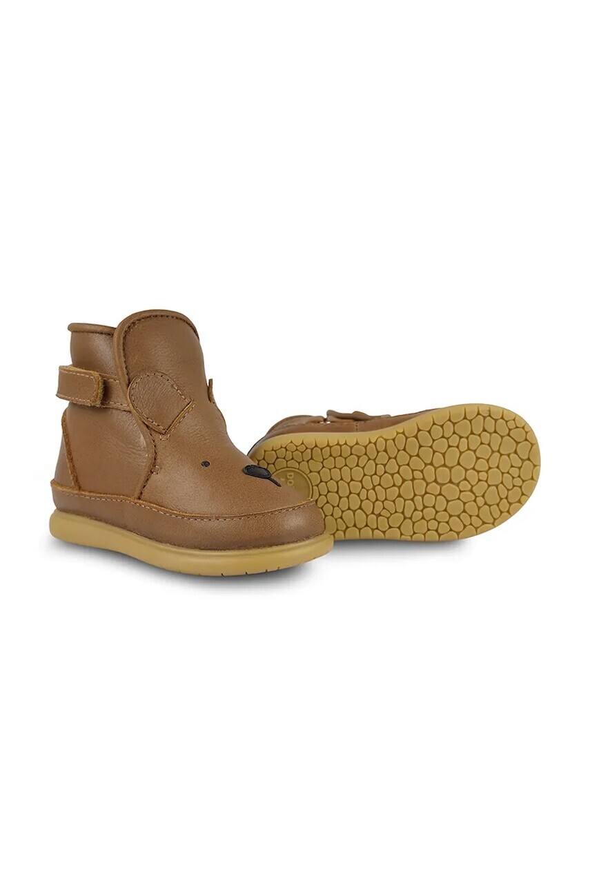 Detské zimné kožené topánky Donsje Dubu Classic Shoes Bear hnedá farba, 1500401