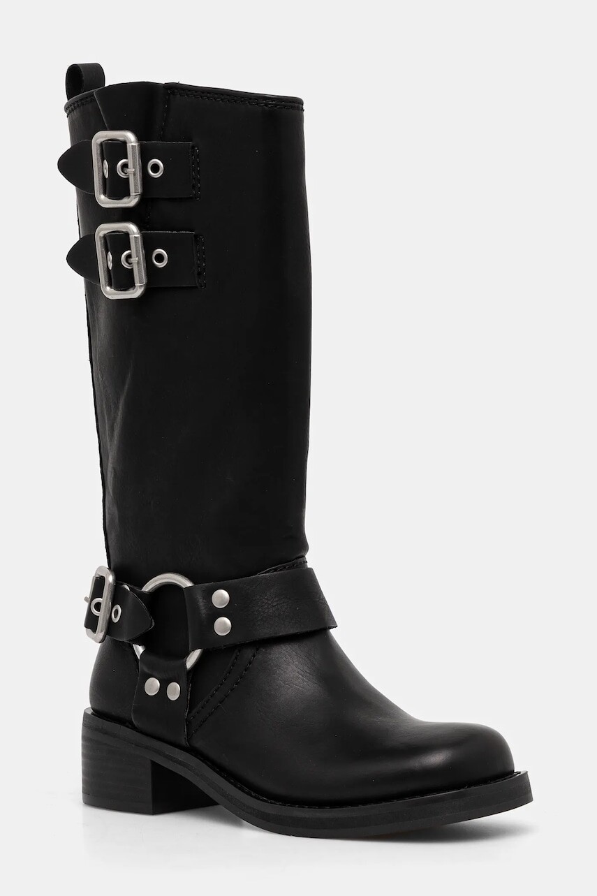 Vysoké čižmy Steve Madden dámske, čierna farba, na podpätku