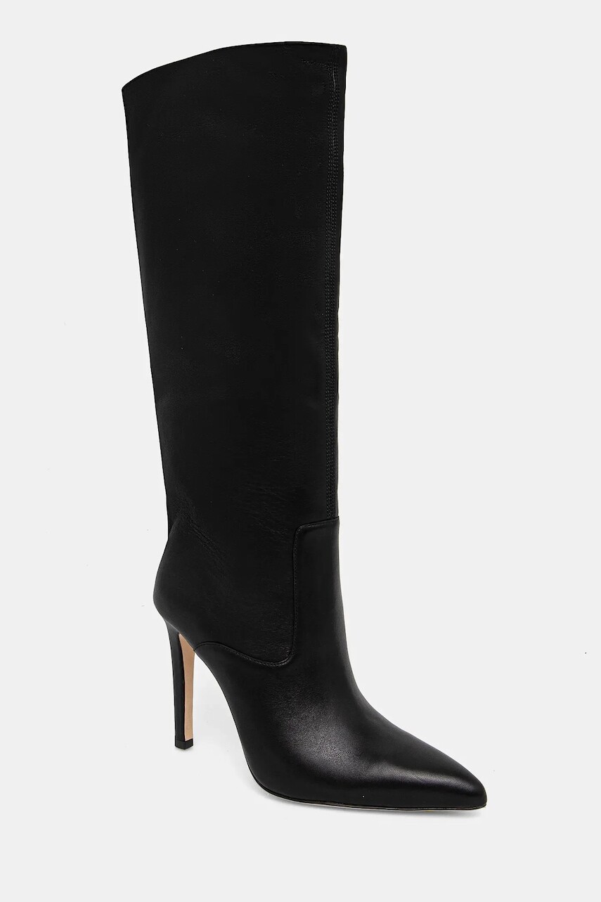Kožené čižmy Marciano Guess TUB SHAFT BOOT dámske, čierna farba, na vysokom podpätku, 4BGZ29 7103A