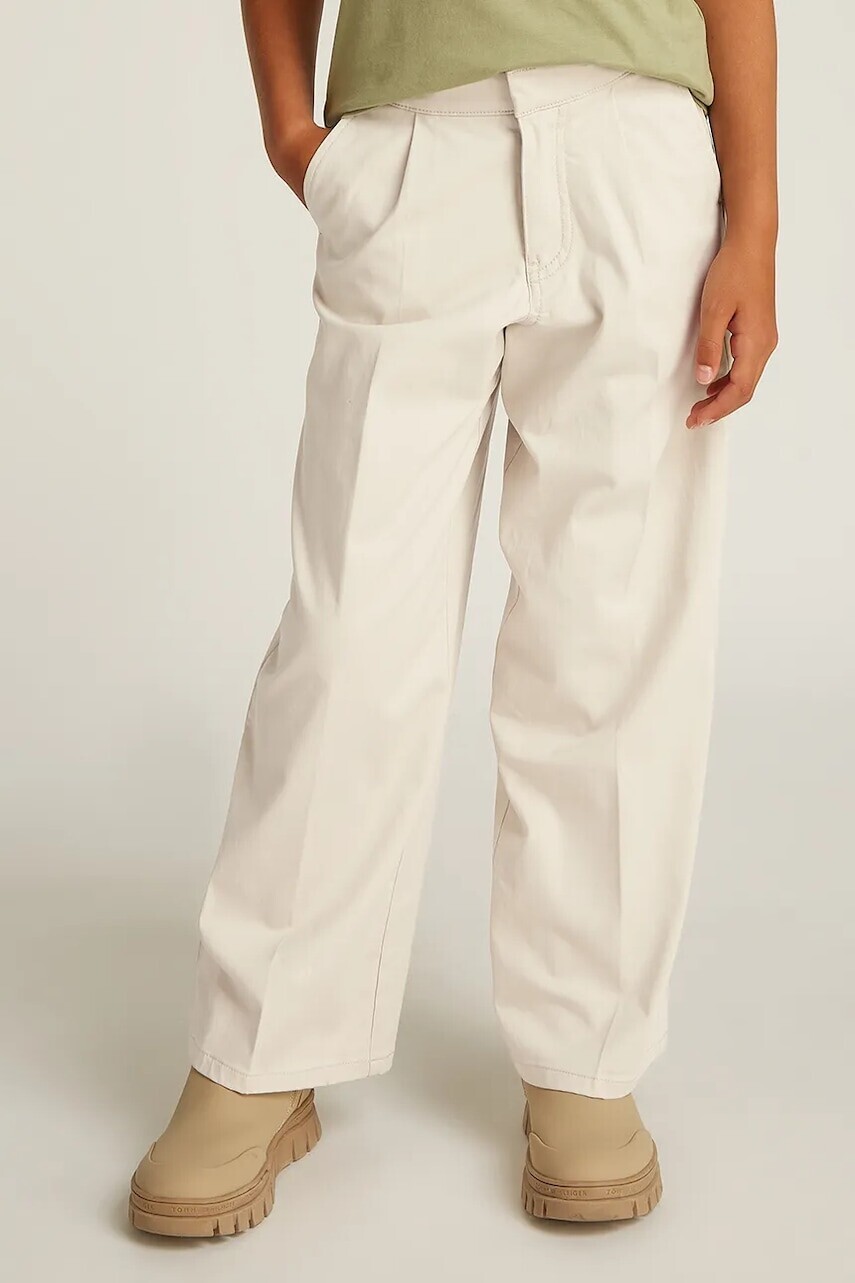 Detské nohavice Calvin Klein Jeans HR WIDE béžová farba, jednofarebné, IG0IG02778