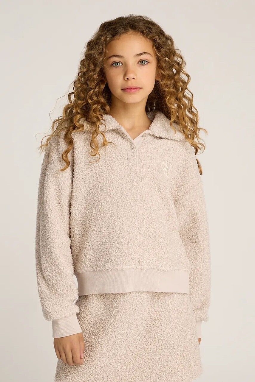 Detská mikina Calvin Klein Jeans béžová farba, jednofarebná, IG0IG02748