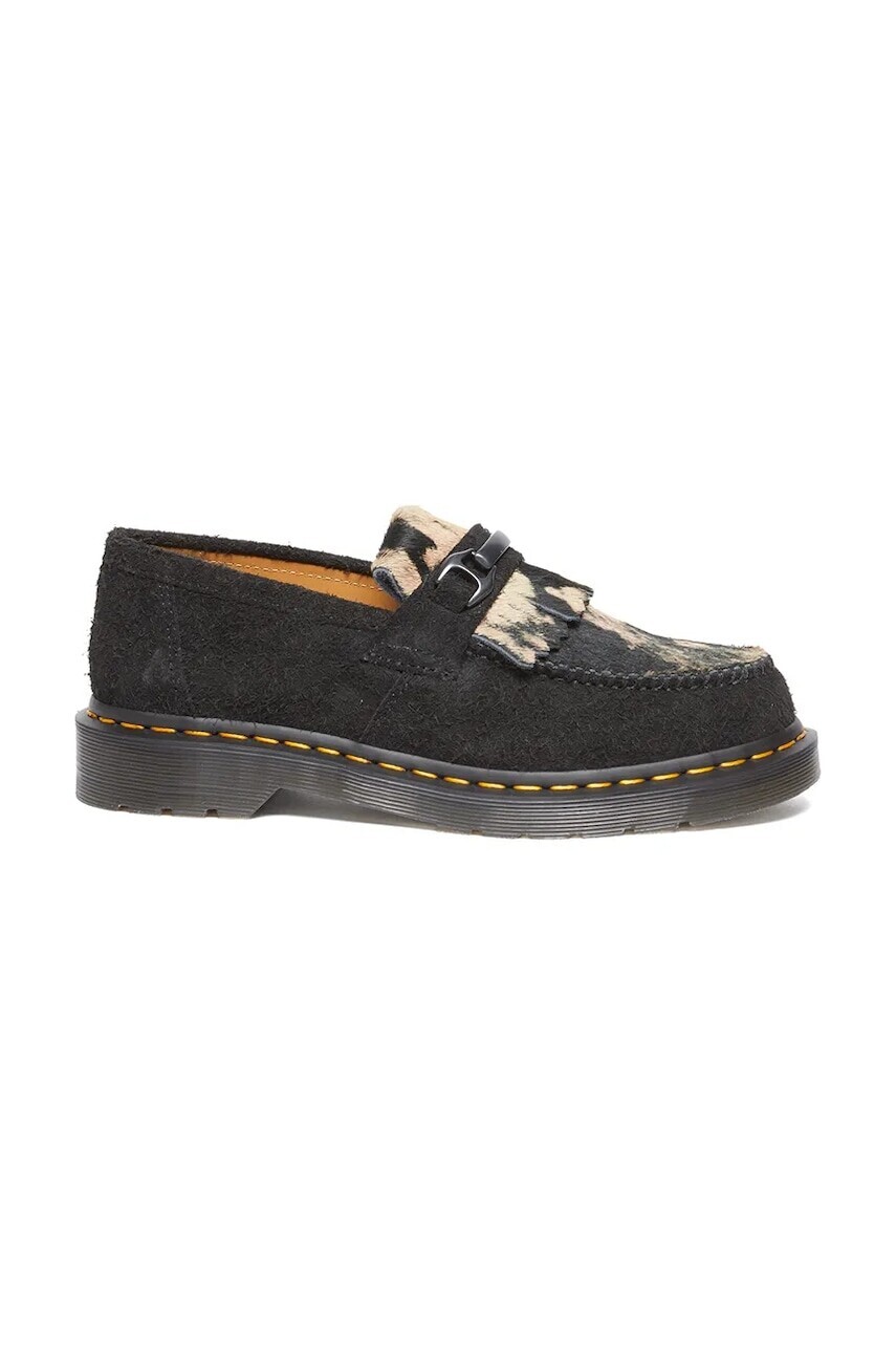 Semišové mokasíny Dr. Martens Adrian Snaffle čierna farba, na plochom podpätku, DM31895779