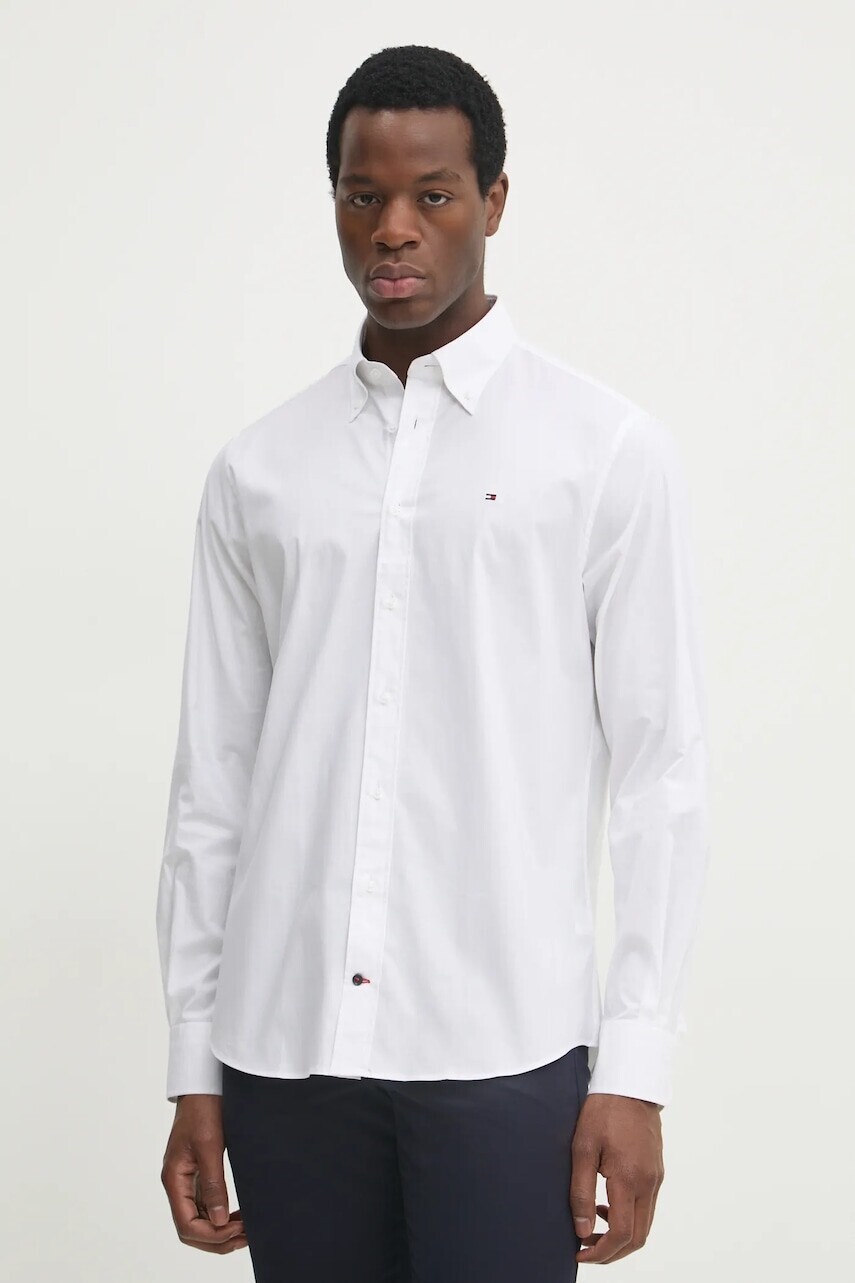 Košeľa Tommy Hilfiger pánska, biela farba, regular, s golierom button-down, MW0MW37595