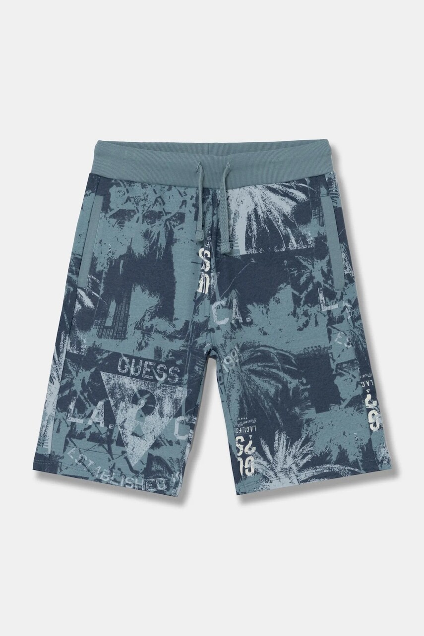 Detské bavlnené šortky Guess tmavomodrá farba, nastaviteľný pás L5RD04 KA6R4