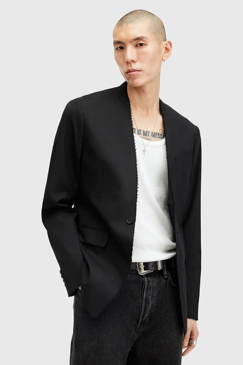 Sako s prímesou vlny AllSaints WREN čierna farba, M007QB