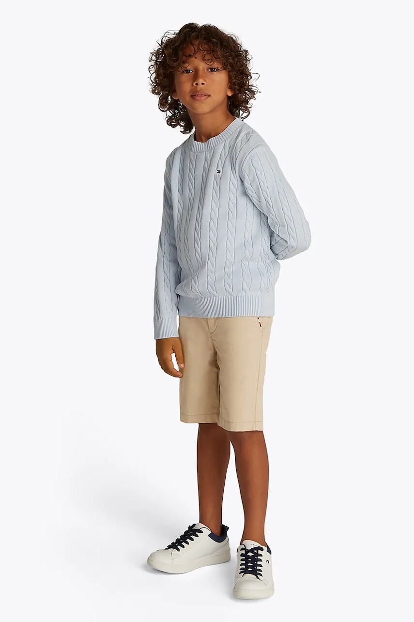 Detské krátke nohavice Tommy Hilfiger béžová farba, KB0KB09641