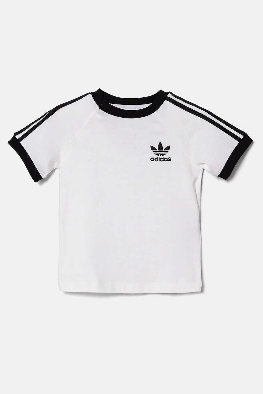 Detské bavlnené tričko adidas Originals biela farba, vzorované, JE0519