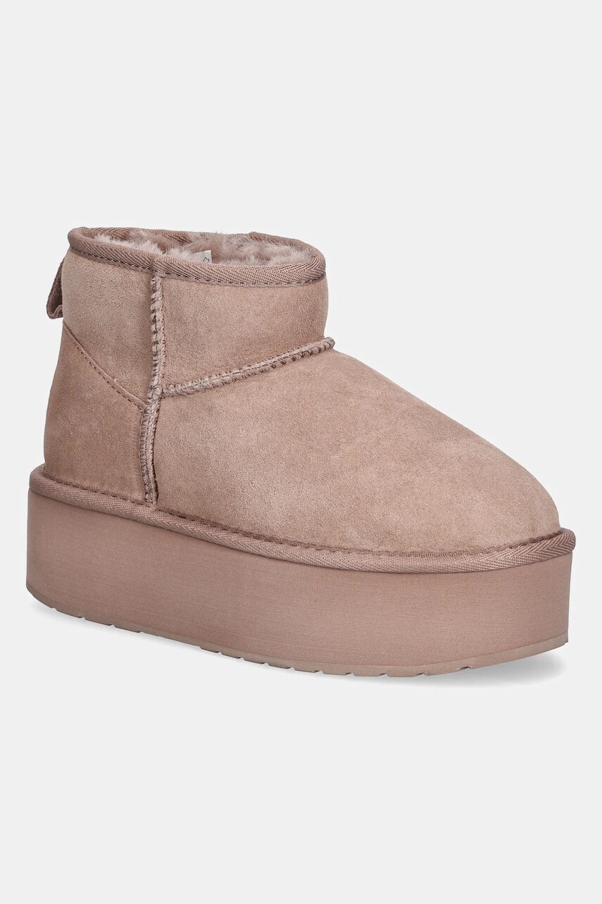 Semišové snehule Emu Australia Stinger Micro Flatform ružová farba, W13082 Cameo Rose